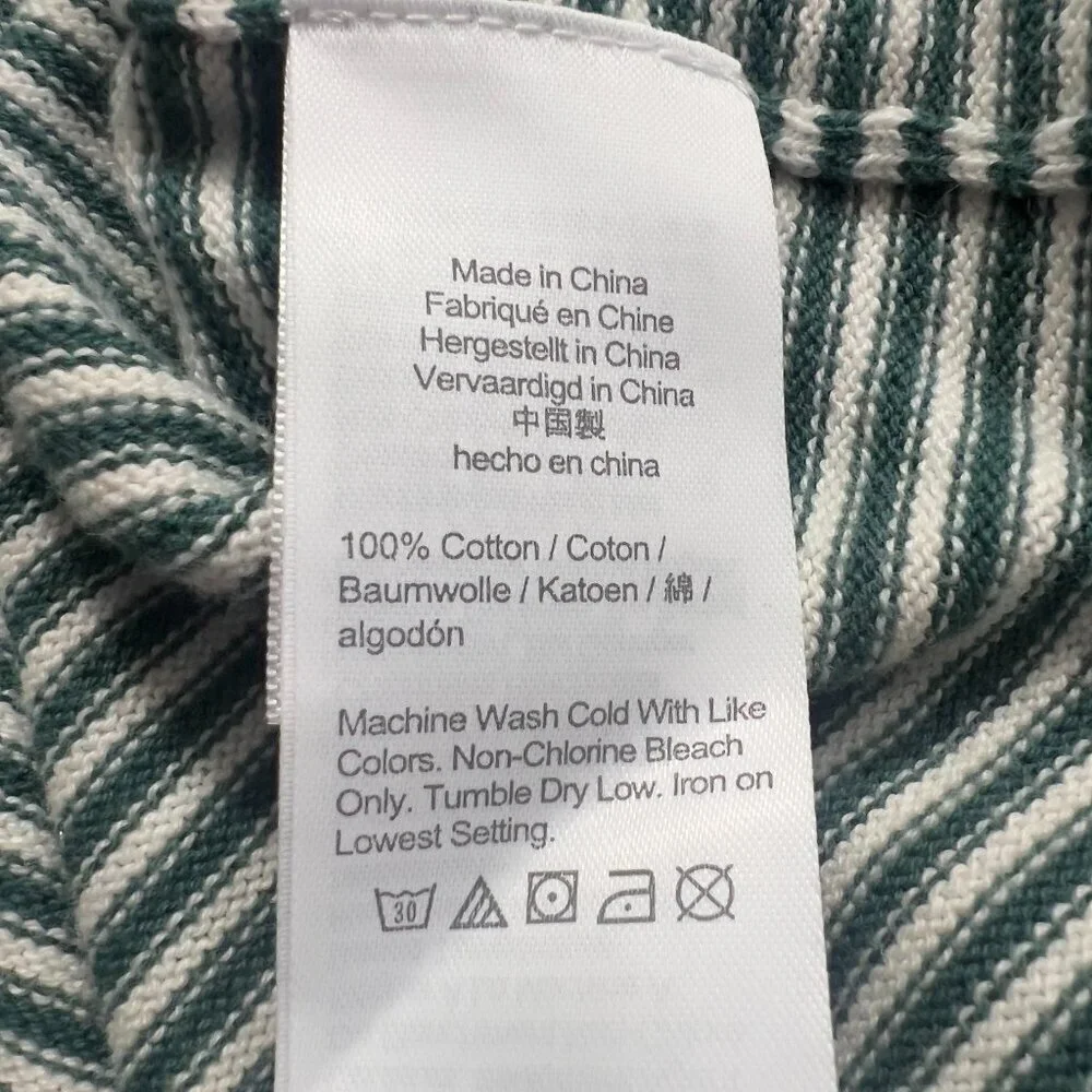 J.Crew Women’s Green & White Striped Cotton Crewneck Sweater Size L